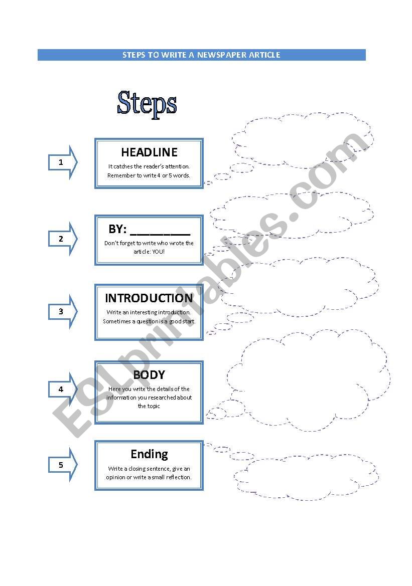 Steps to write an article worksheet
