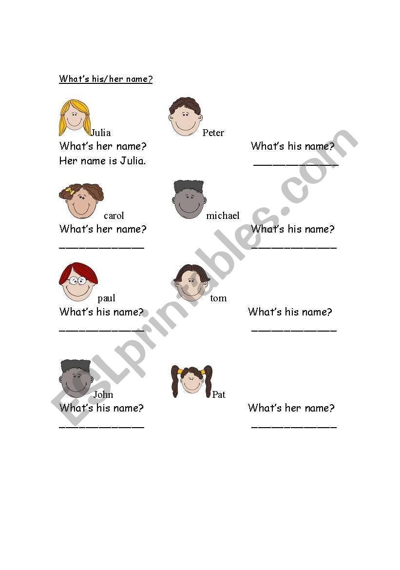 What´s Hisher Name Esl Worksheet By Victoriamontero 