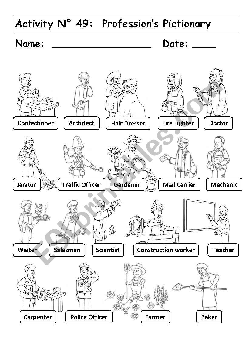 Profession´s Pictionary Esl Worksheet By Andresdomingo