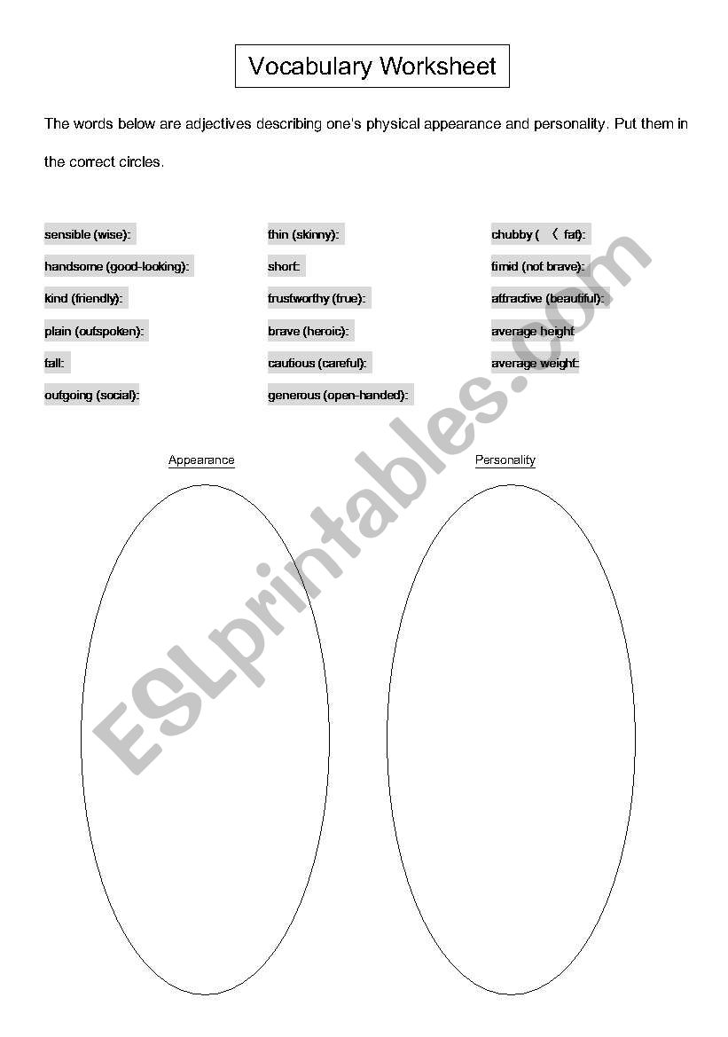 Adjectives worksheet