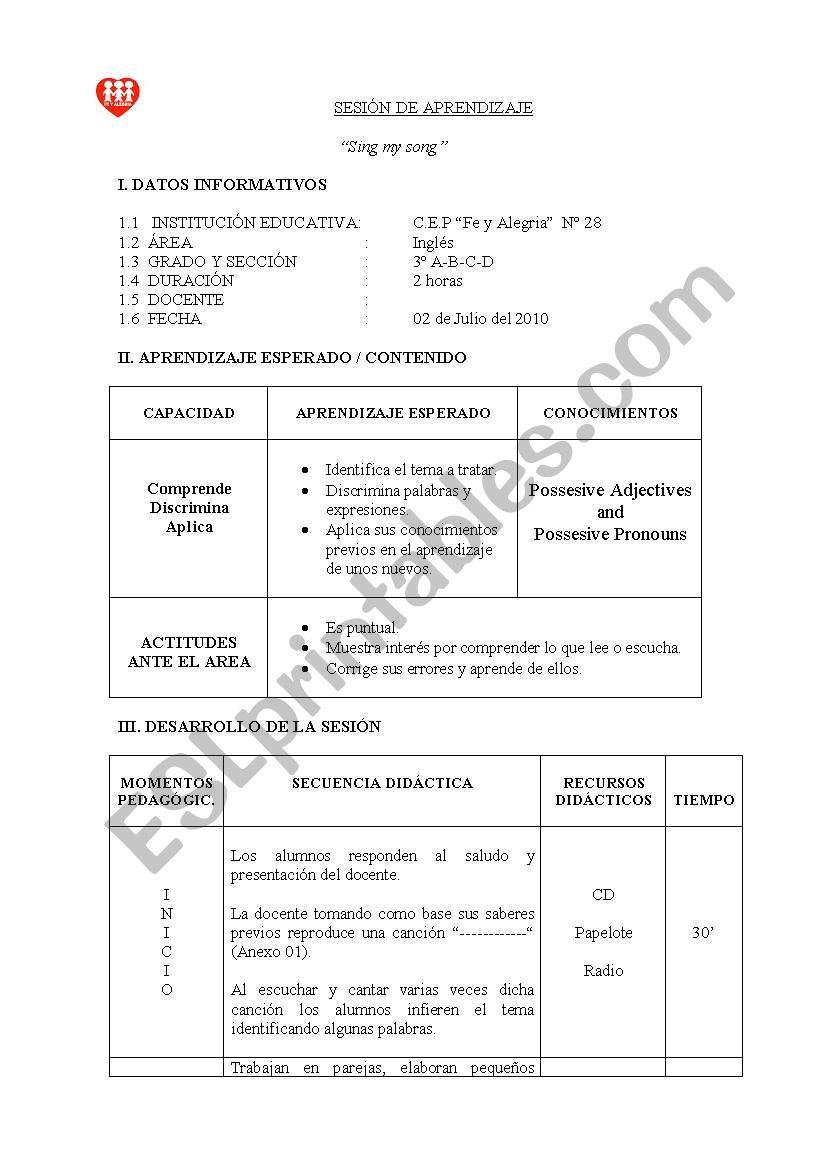 sesion worksheet