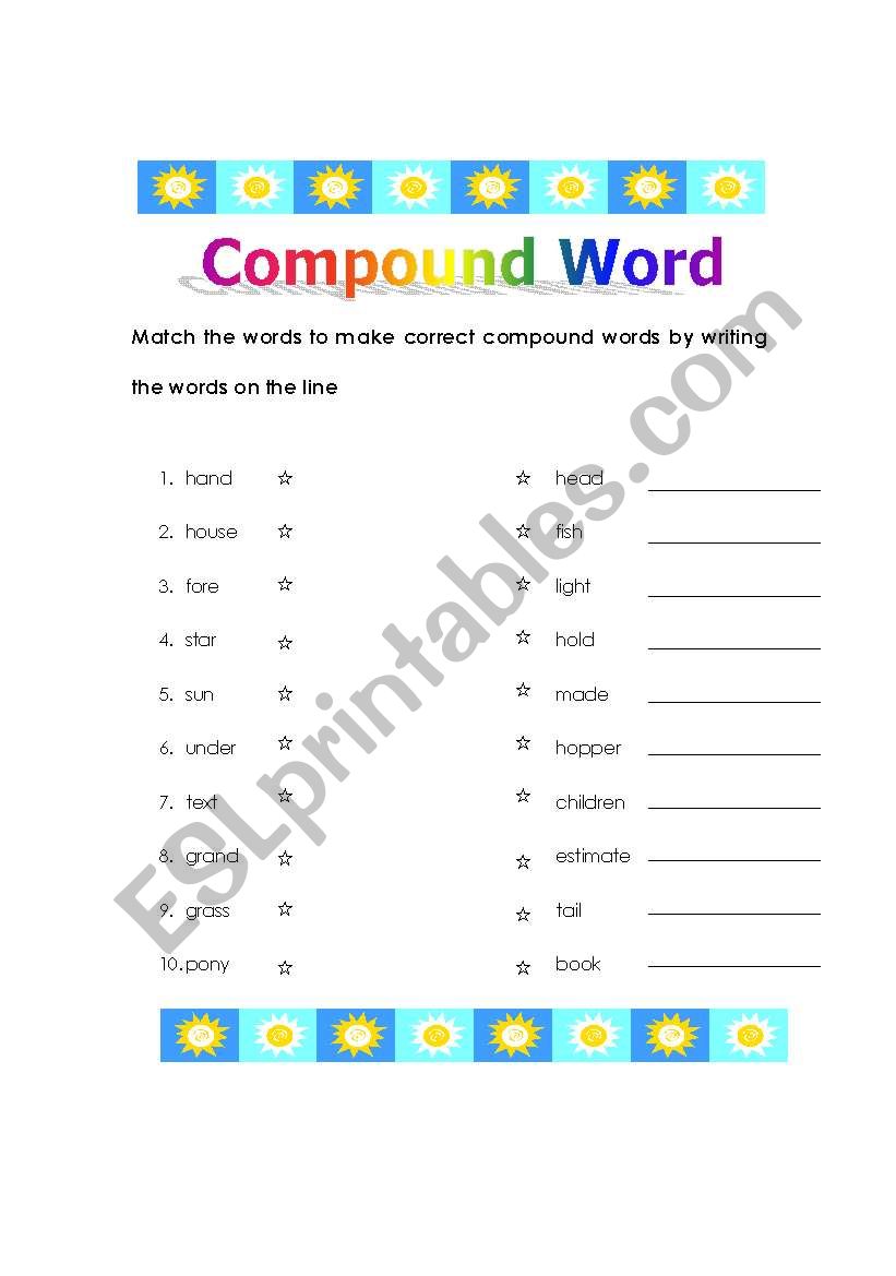 Compound word worksheet