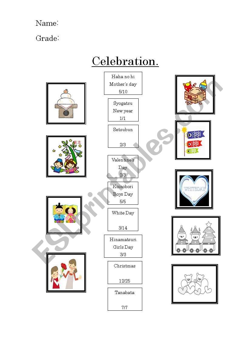 Celebrations over Japan  worksheet