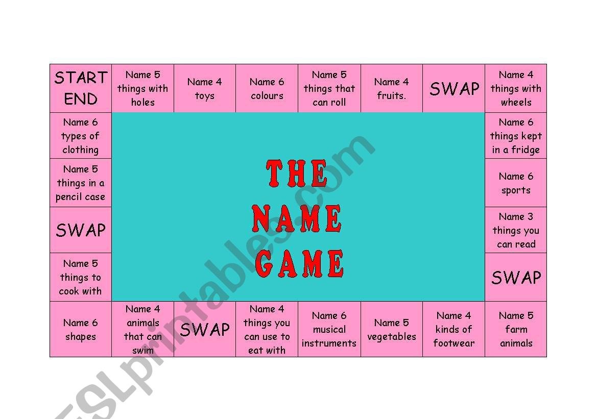 The Name Game ESL Worksheet By RitaWi