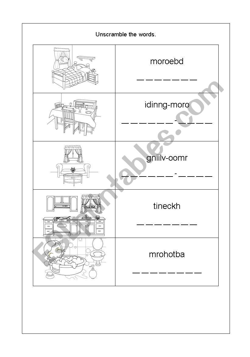 Unscramble the words worksheet