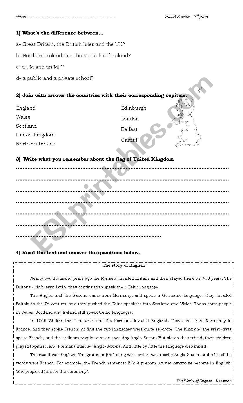 United Kingdom worksheet