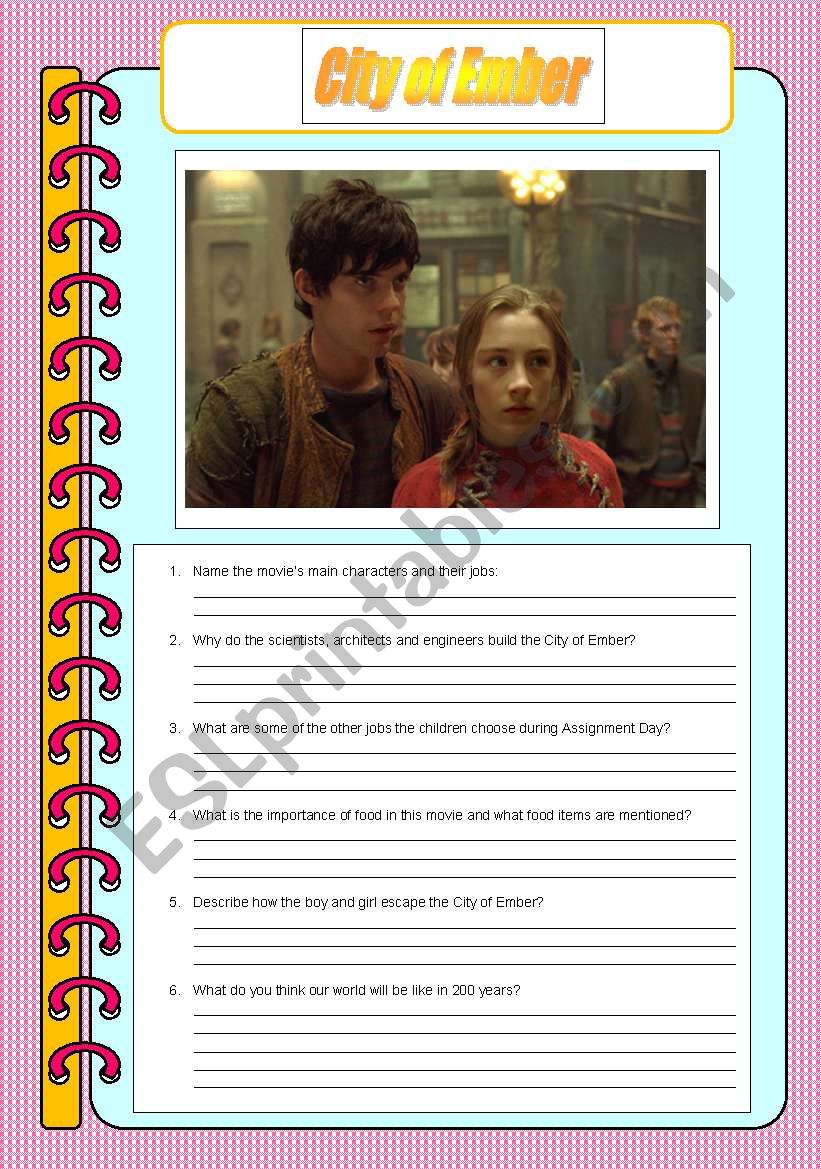 City of Ember worksheet worksheet