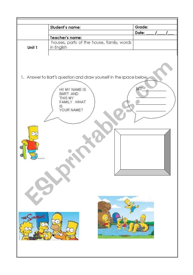 The Simpsons family worksheet