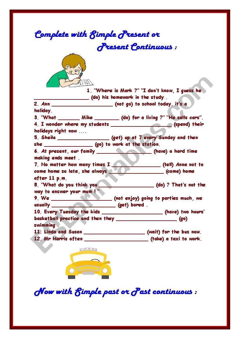 Presents and Past tenses  worksheet