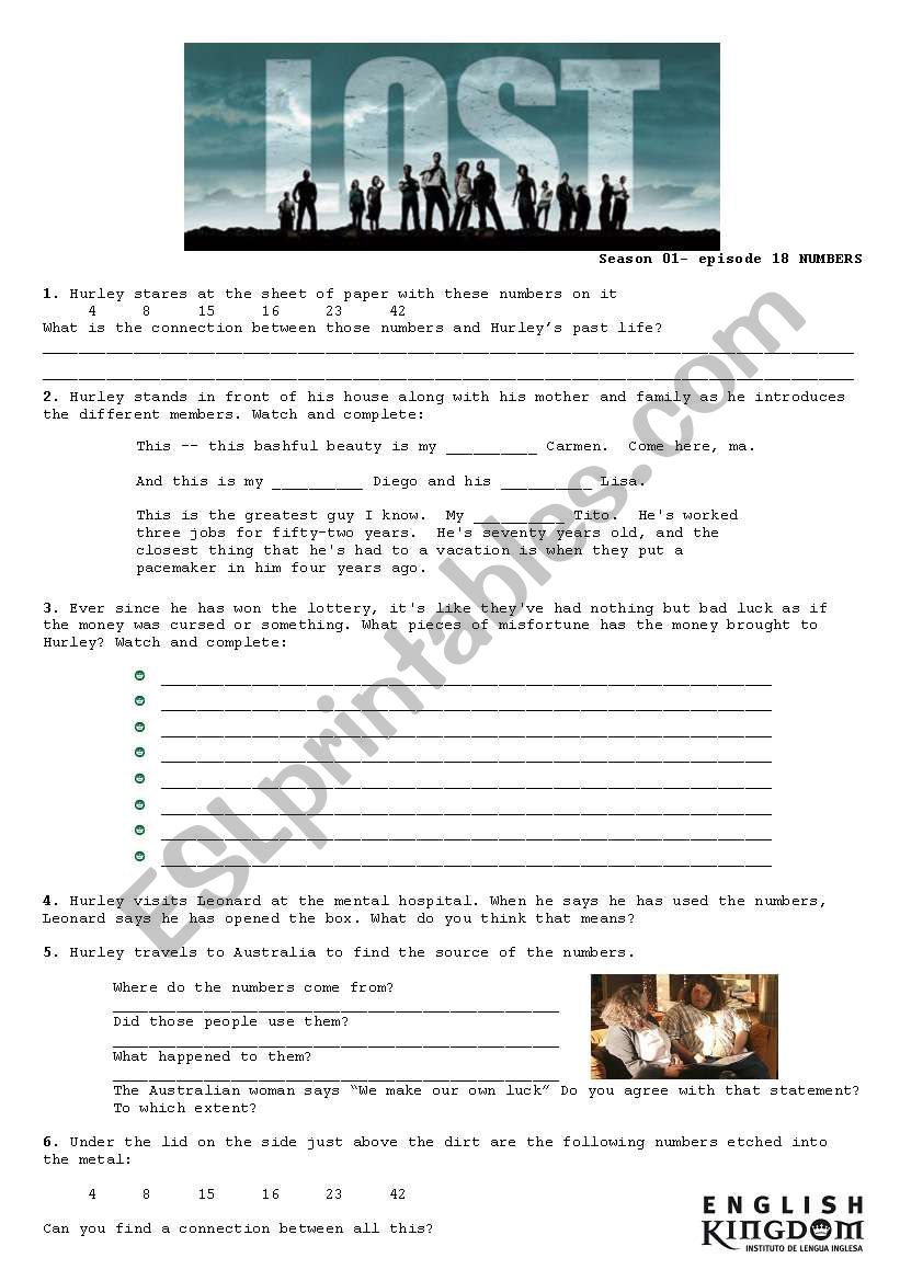 Bad luck worksheet