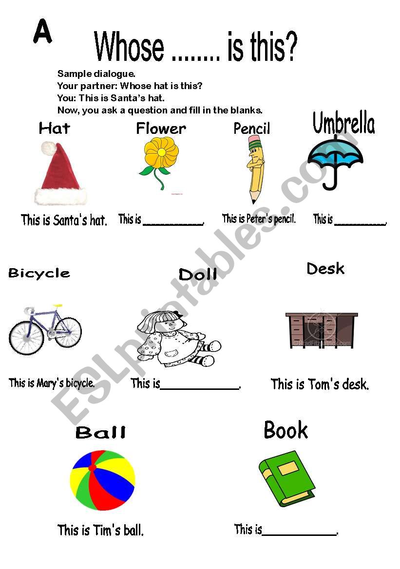 English Worksheets POSSESSIVE NOUNS