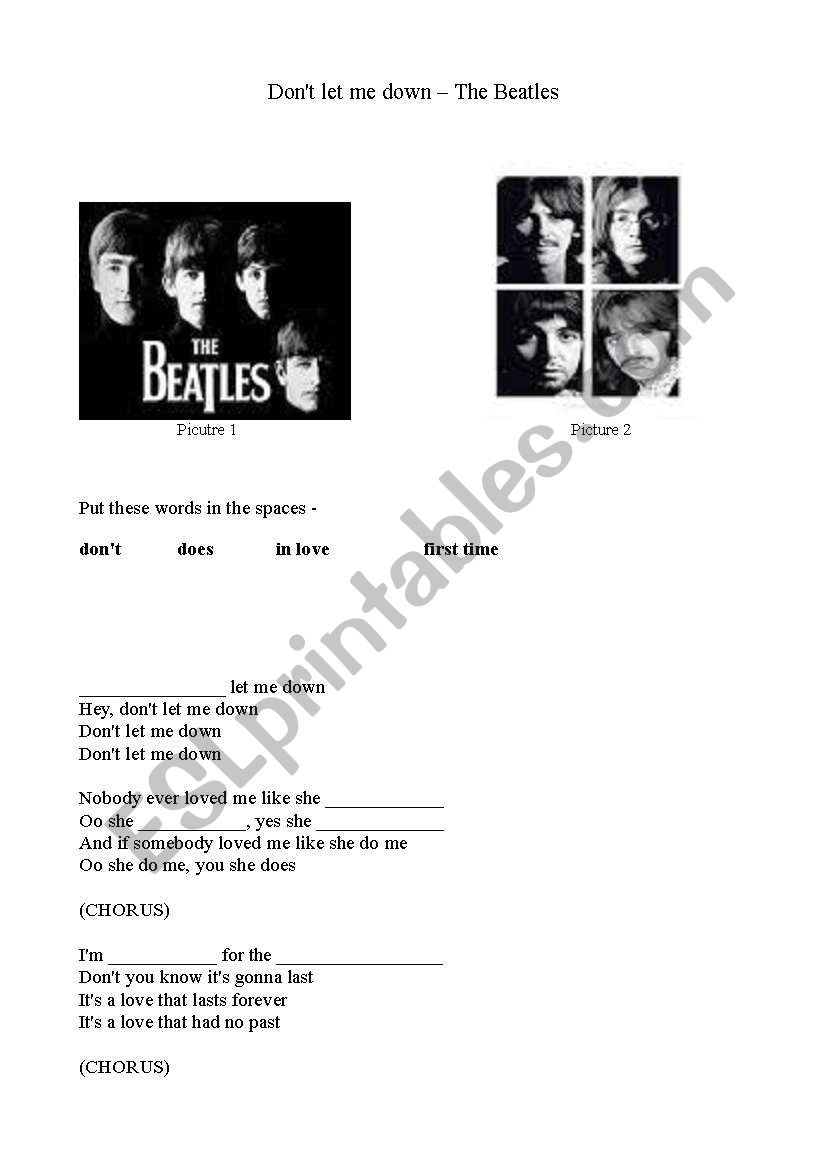 dont let me down - beatles worksheet