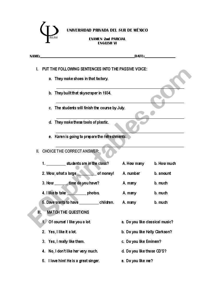 Exam passive voice worksheet