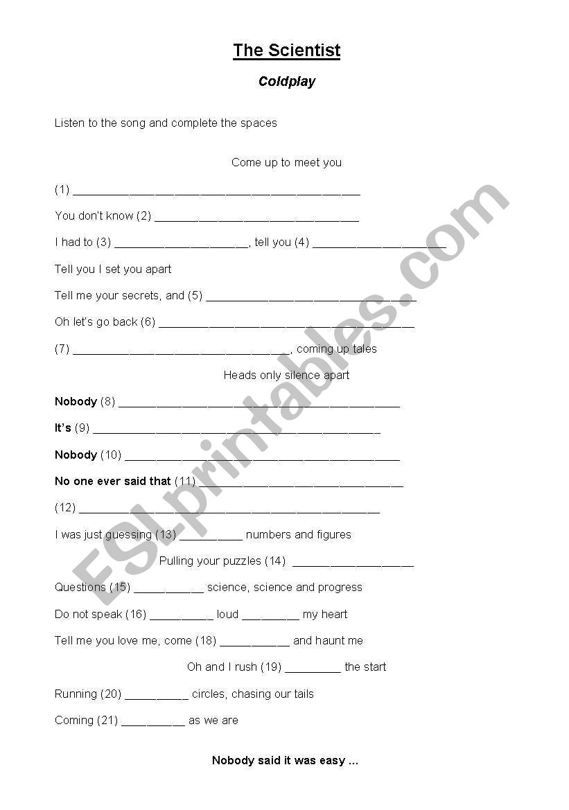 The Scientist worksheet