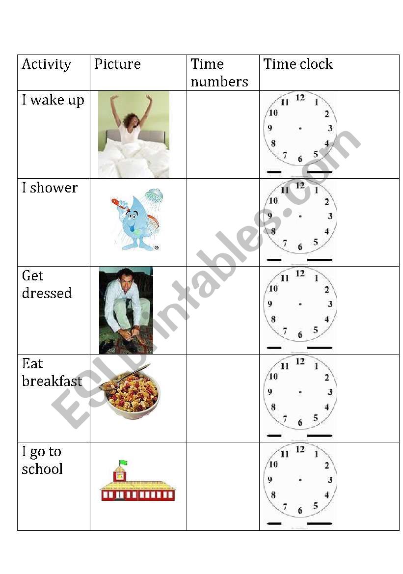 telling the time worksheet