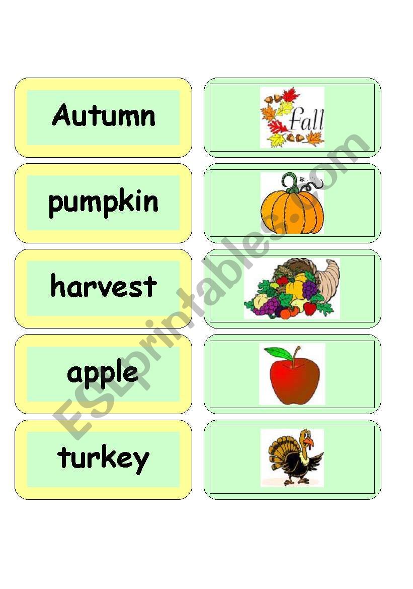 Fall Autumn Playing Cards worksheet