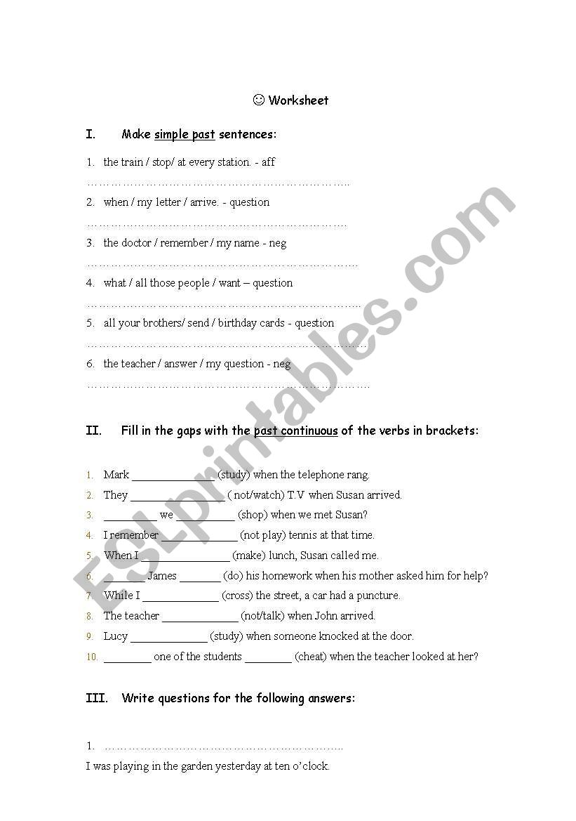 PAST SIMPLE, PAST CONTINUOUS worksheet