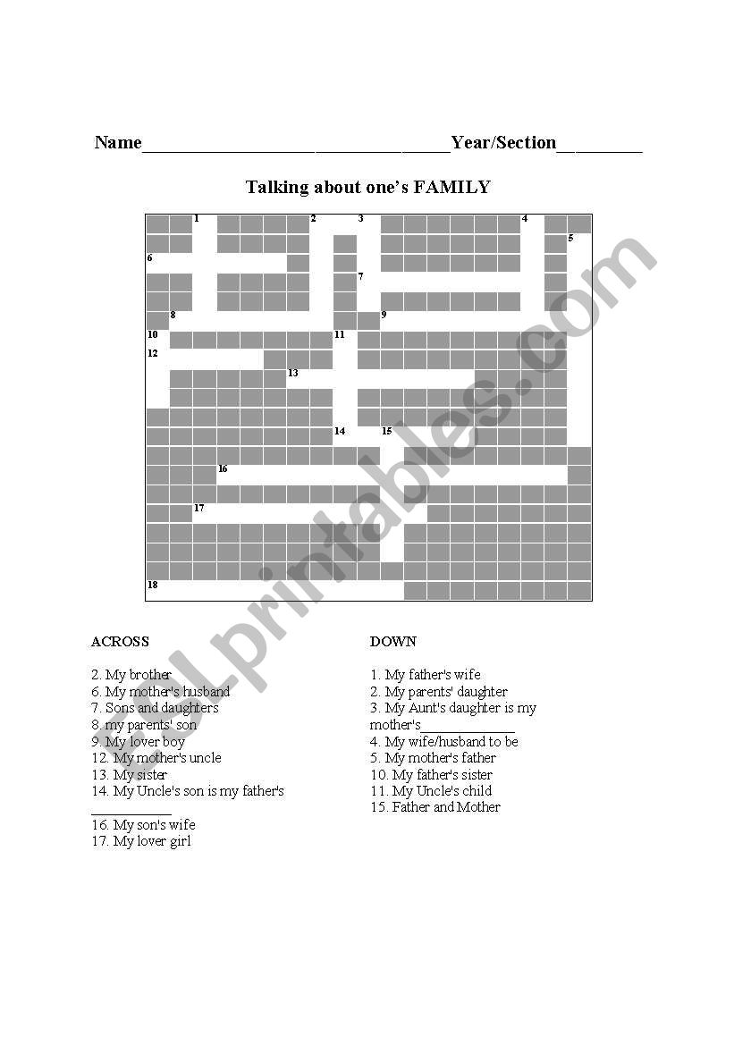 Family worksheet