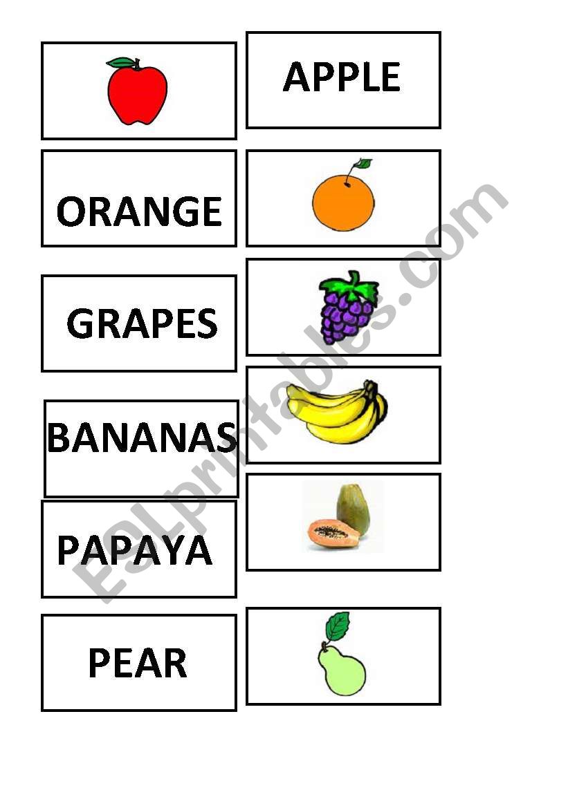 Memory game- fruits worksheet