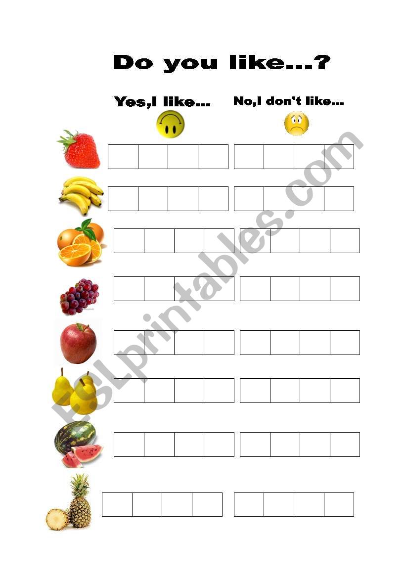 Do you like fruits worksheet