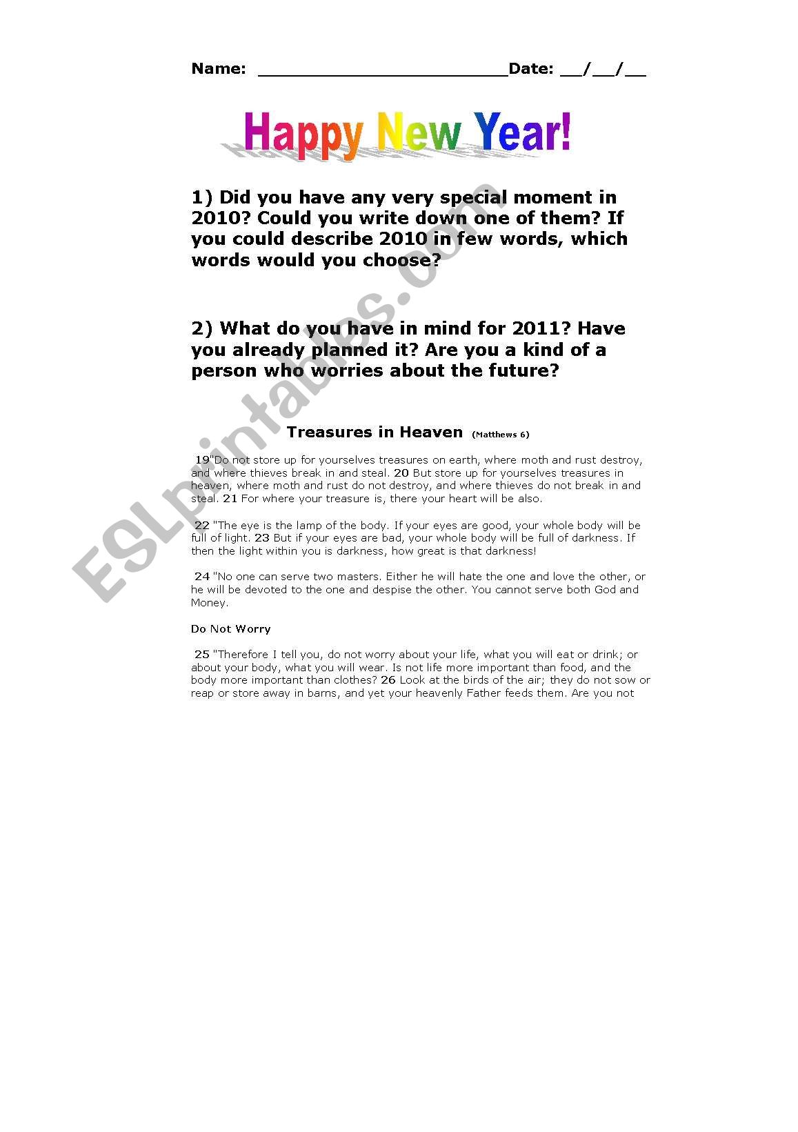 Happy New Year worksheet