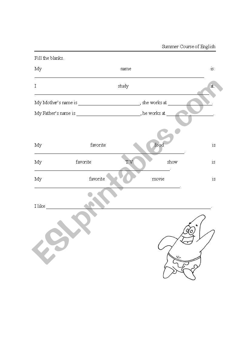 Ice Breaker Handout worksheet