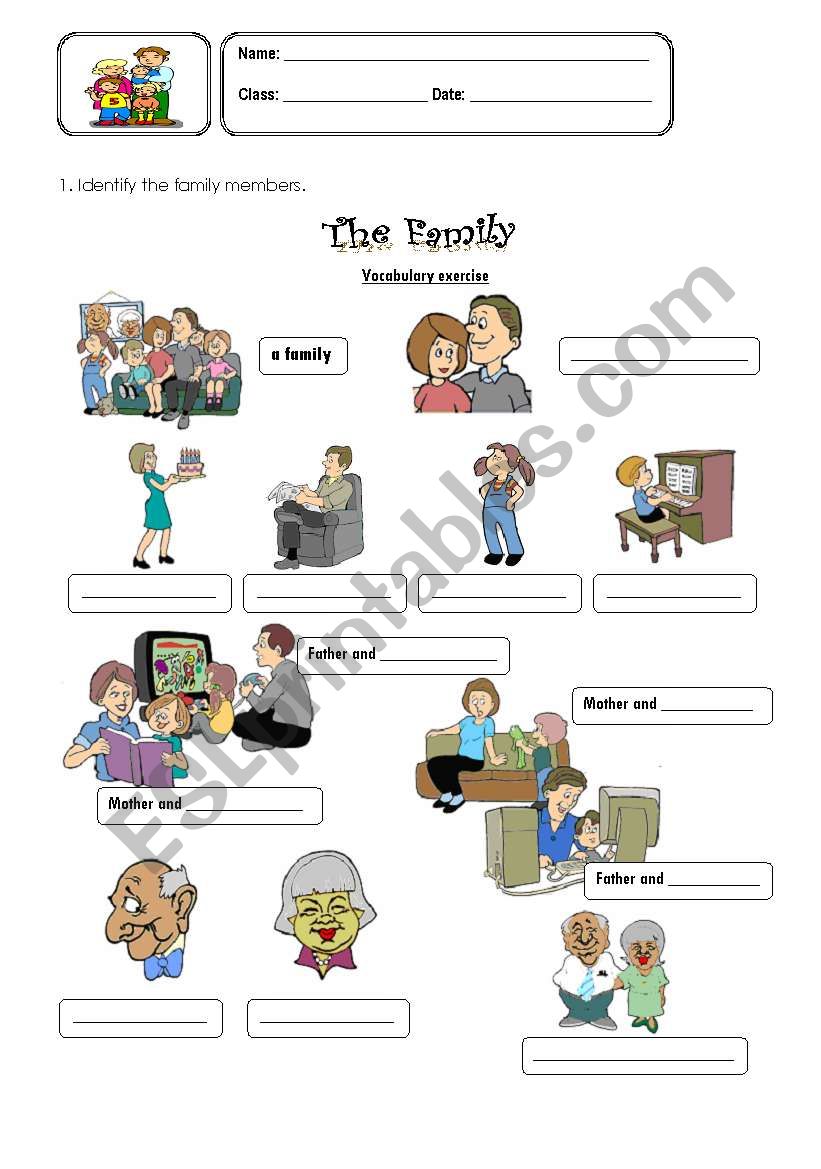 family words worksheet