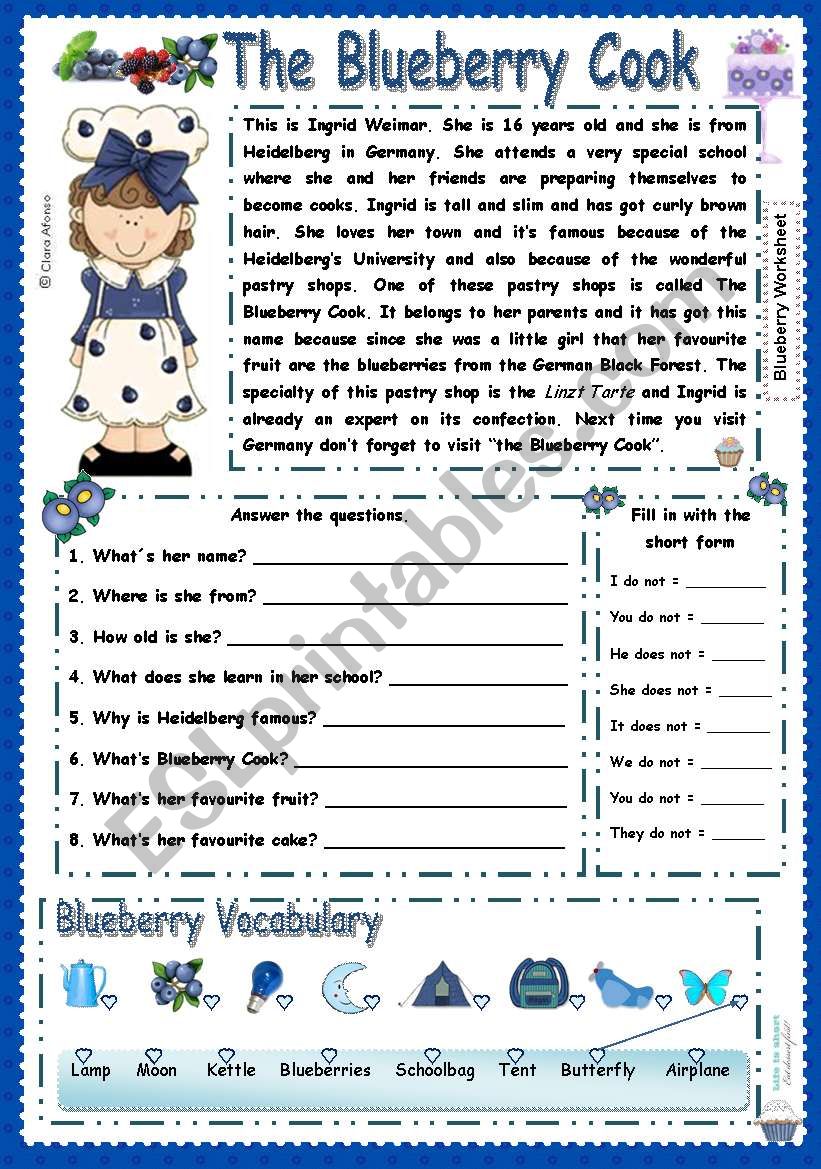 The blueberry Cook worksheet