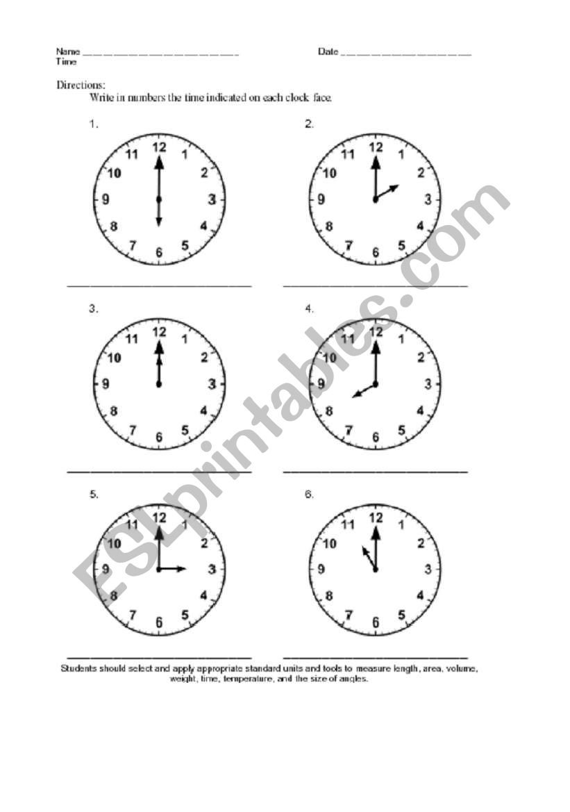 The time.  worksheet