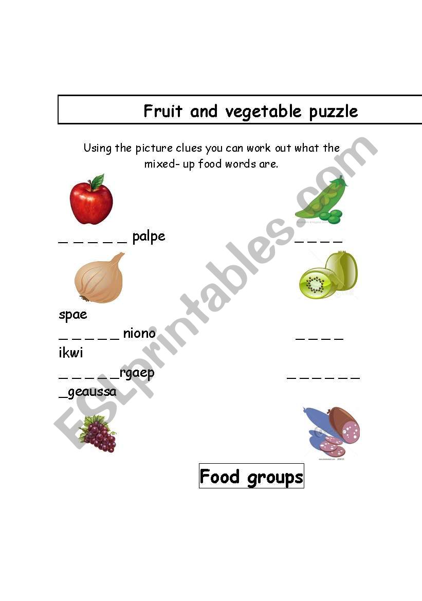 fruit and vegetable  worksheet