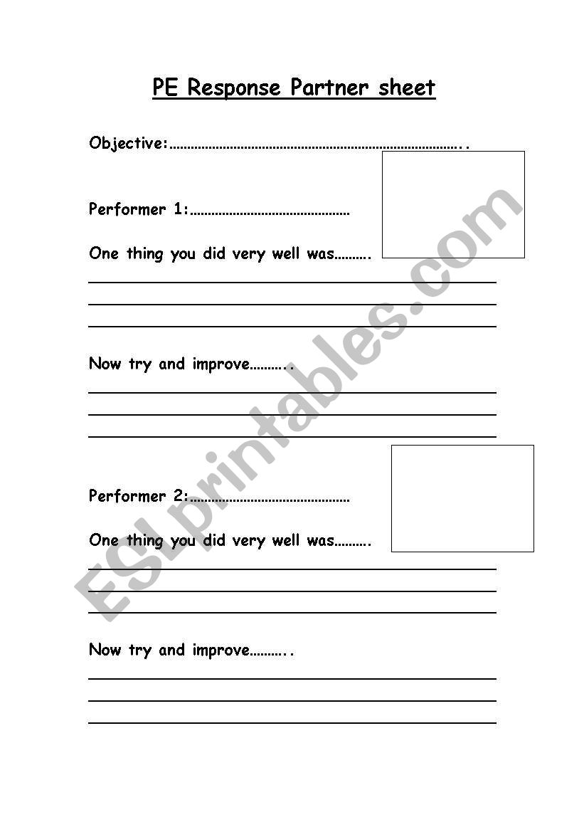 PE response partner sheet worksheet