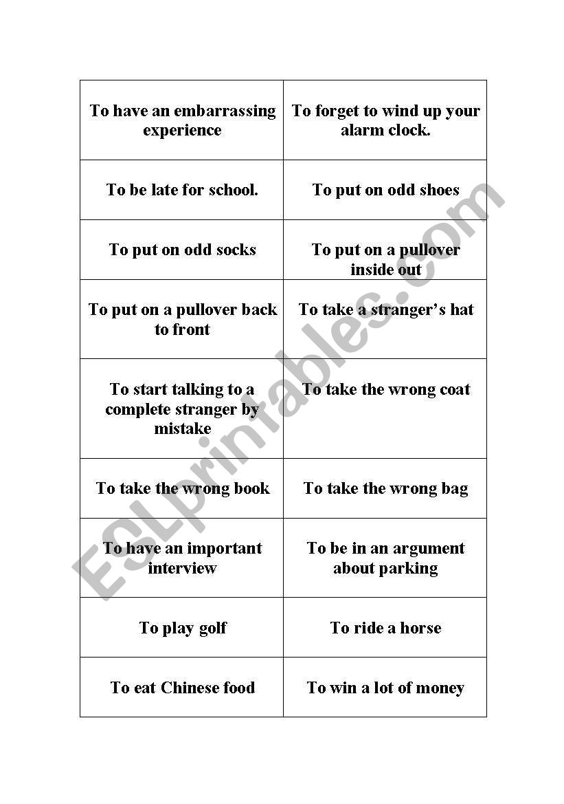 Present perfect cards worksheet