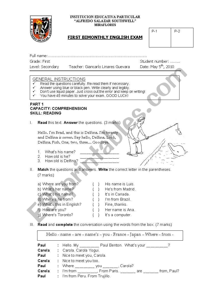 EVALUATION - FIRST OF SECONDARY