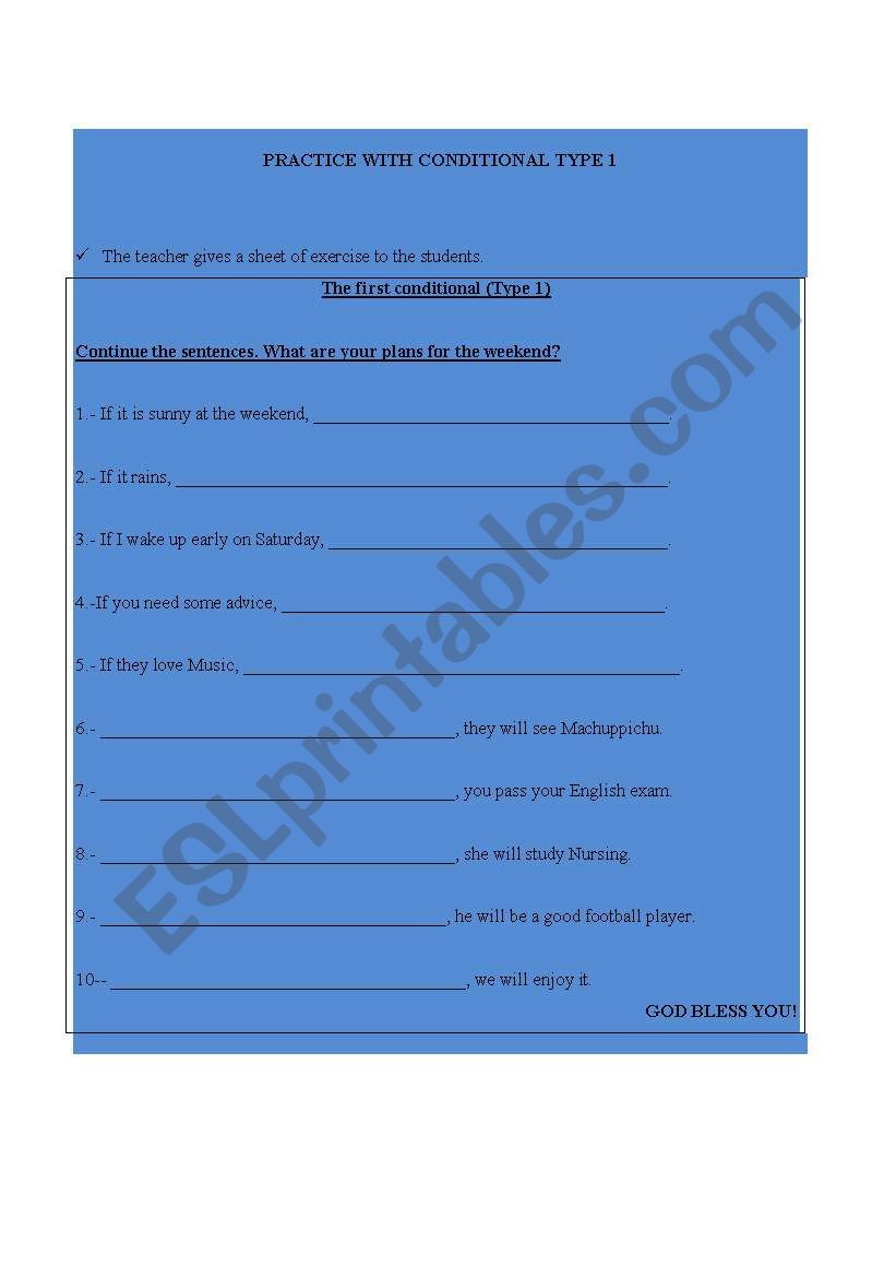 first conditional worksheet