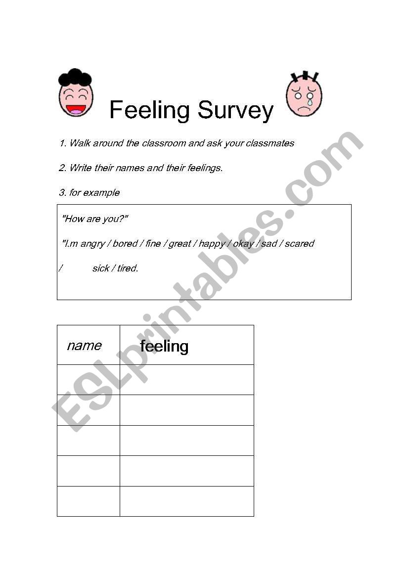feeling survey worksheet