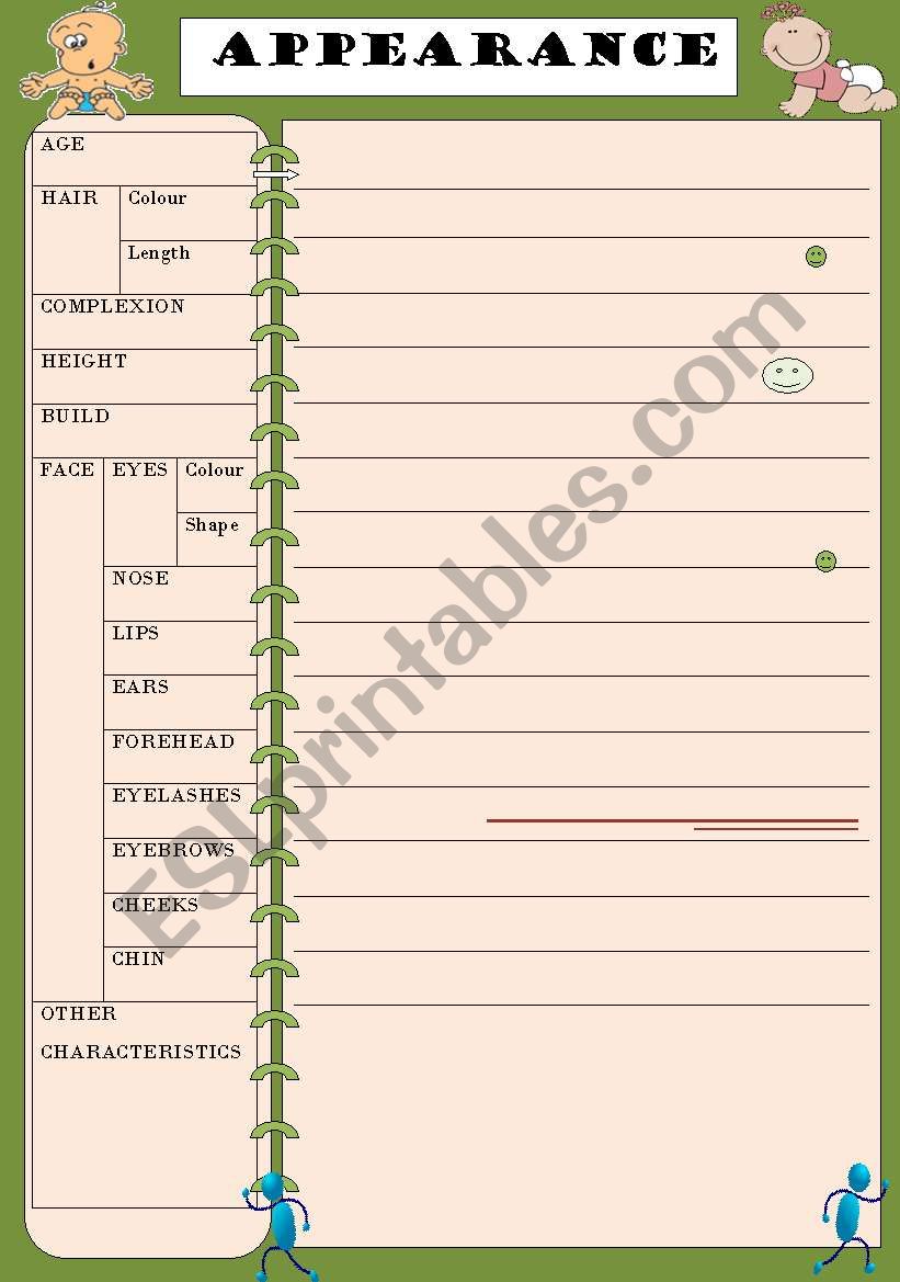 APPEARANCE worksheet