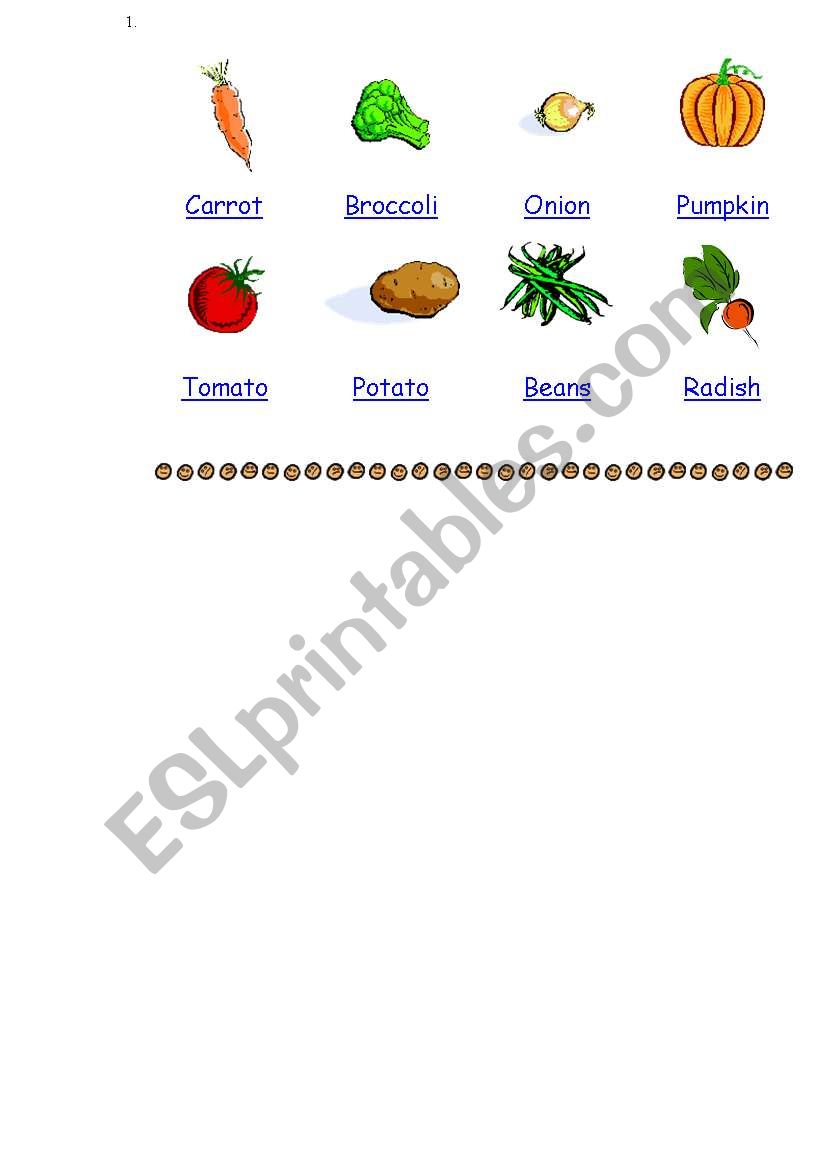 Vegetables worksheet