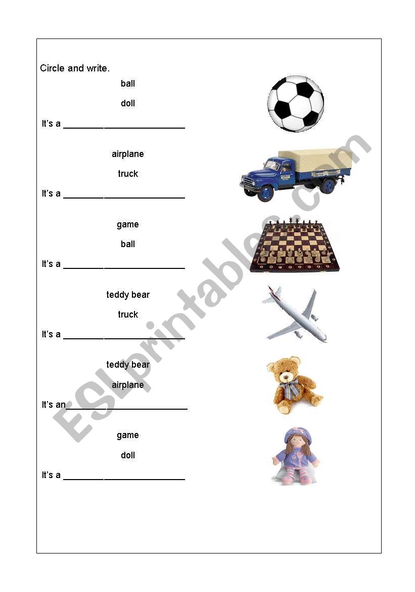 Toys worksheet