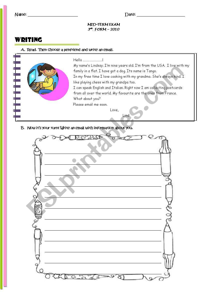 Writing for young learners worksheet