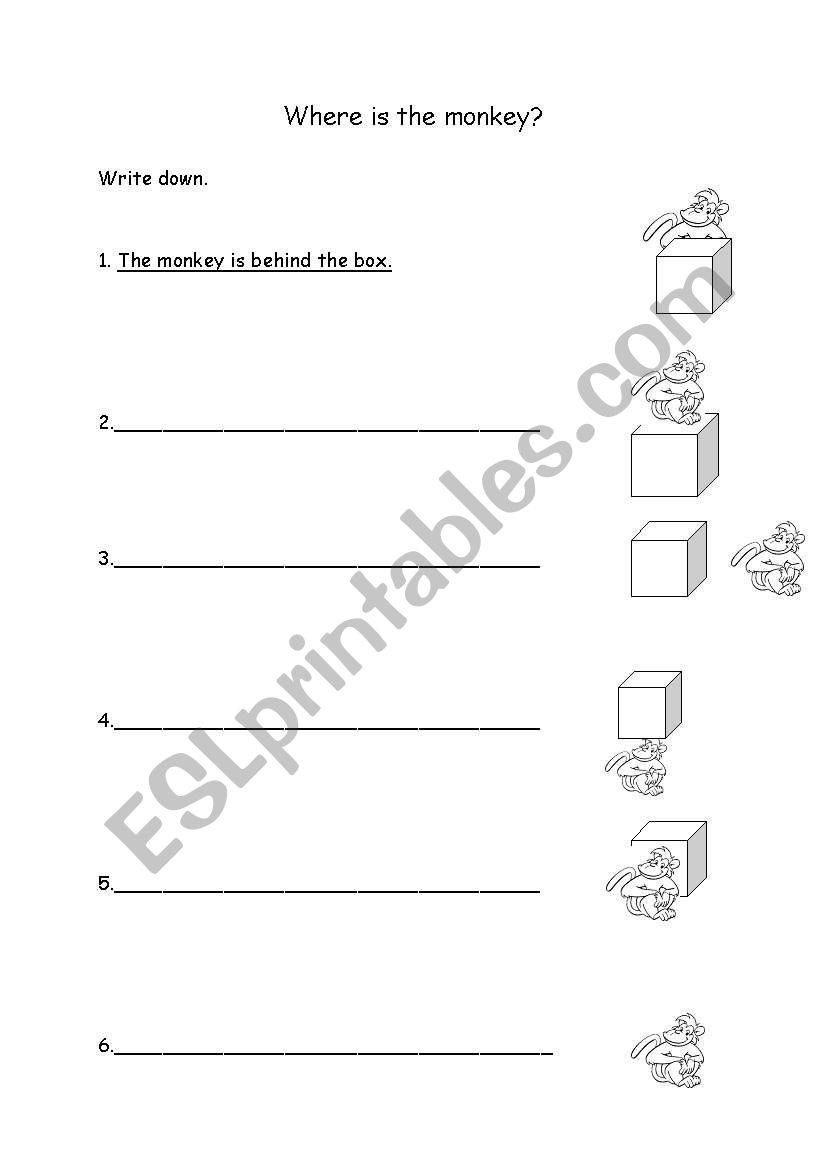 Where is the monkey? worksheet