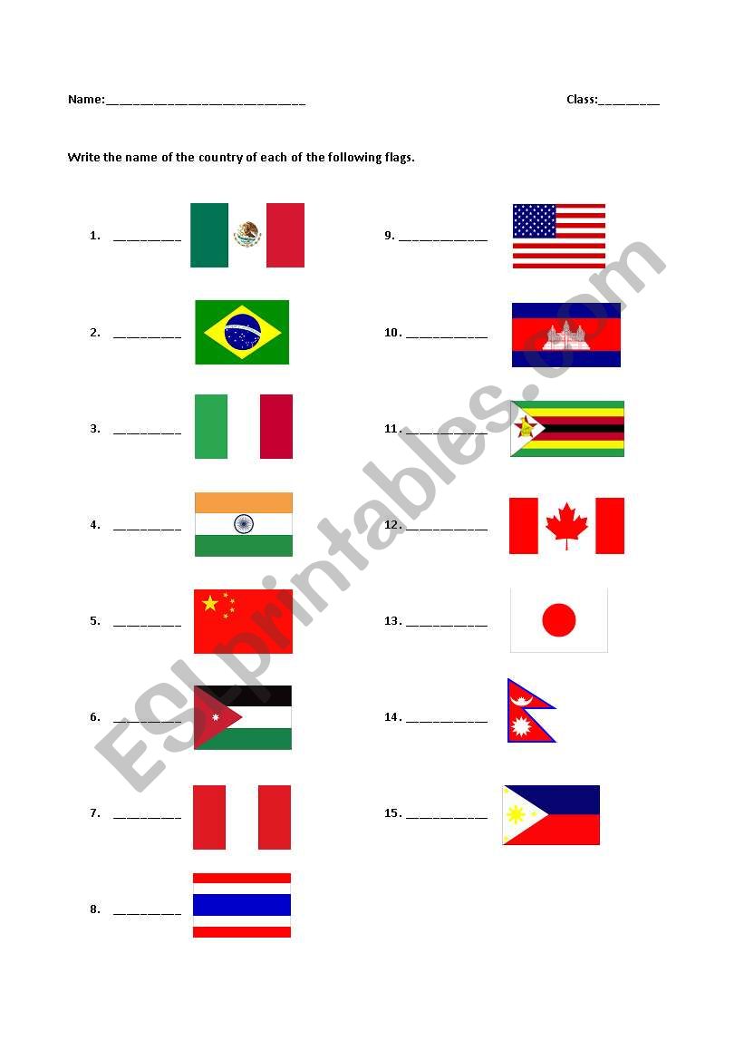 Countries  worksheet