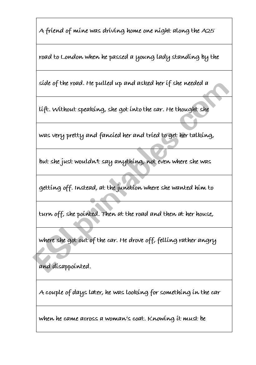A mysterious story worksheet