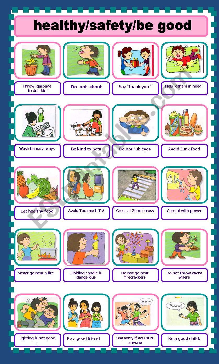 HEALTHY/SAFETY/ BE GOOD  worksheet