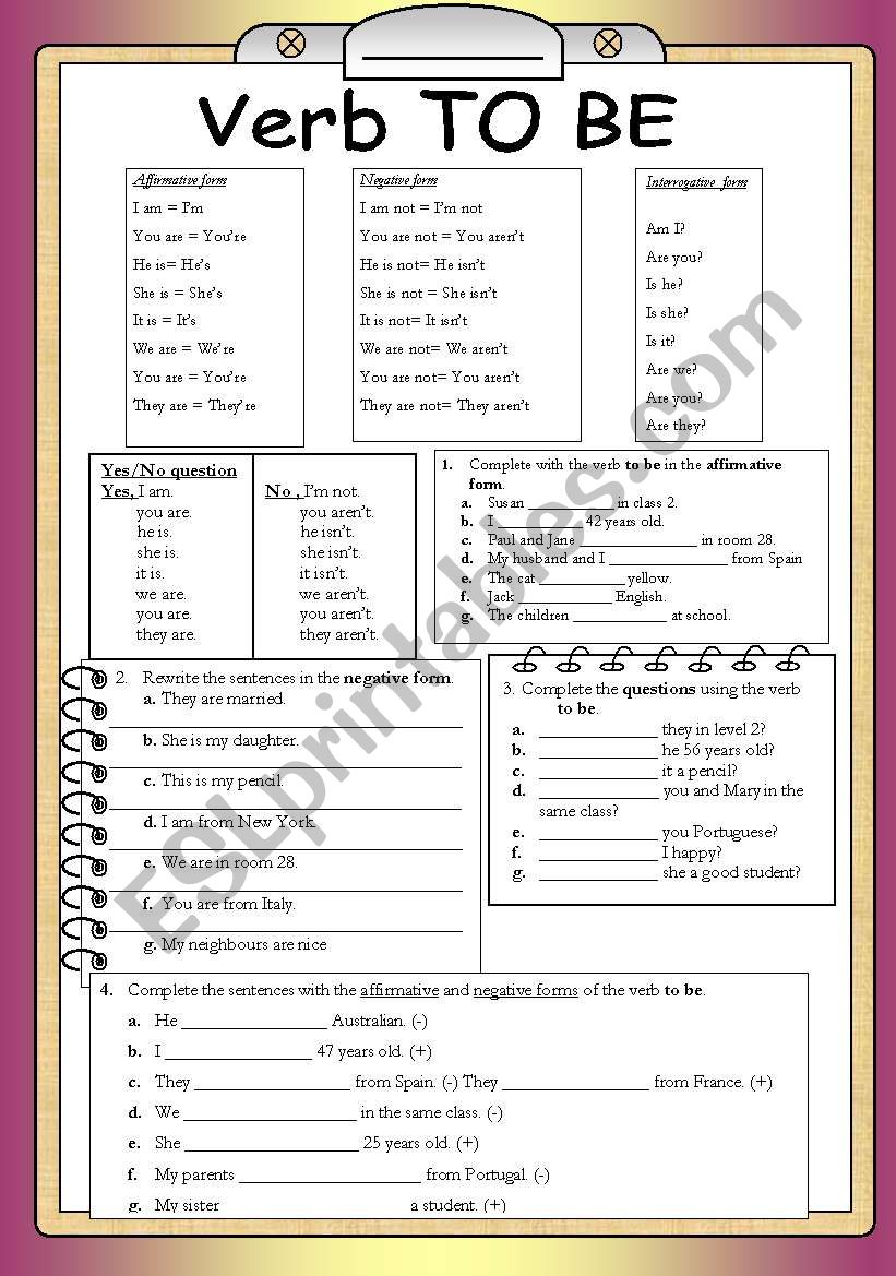 Verb To Be Present Simple ESL Worksheet By Guidinhacastela