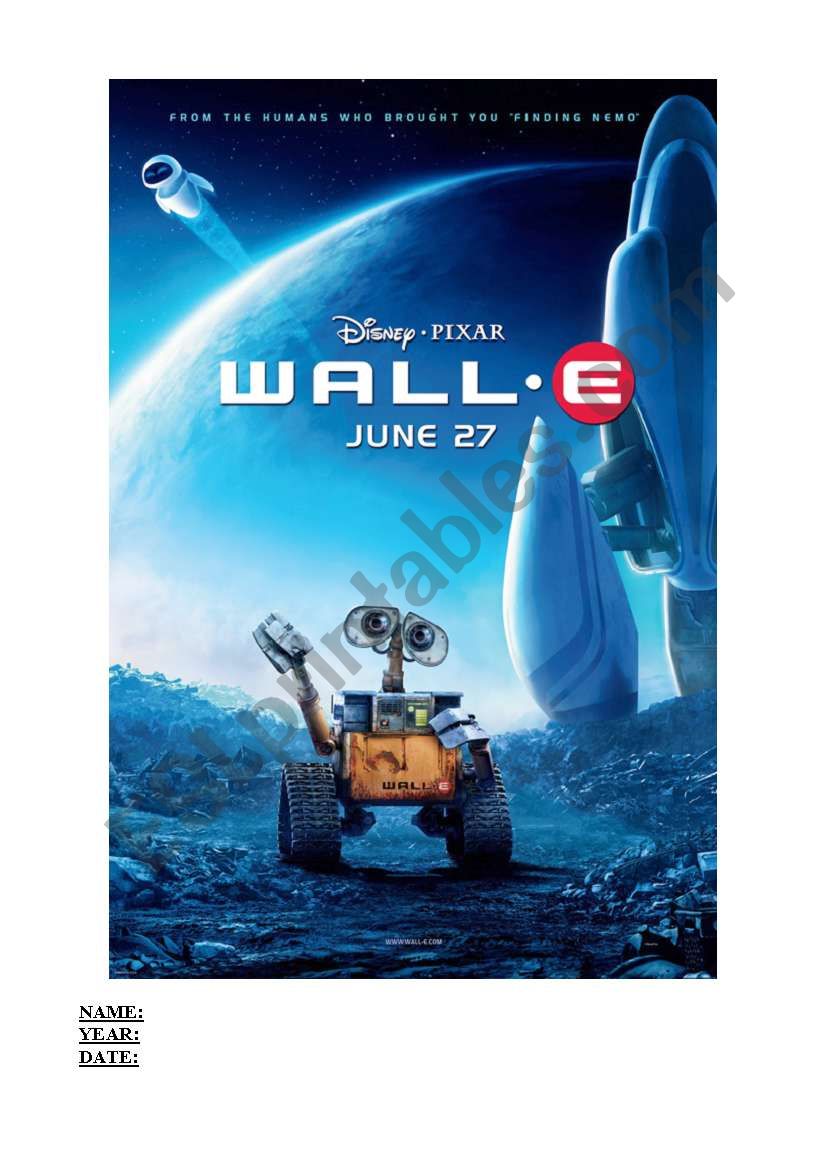 Wall-e Part 1 worksheet