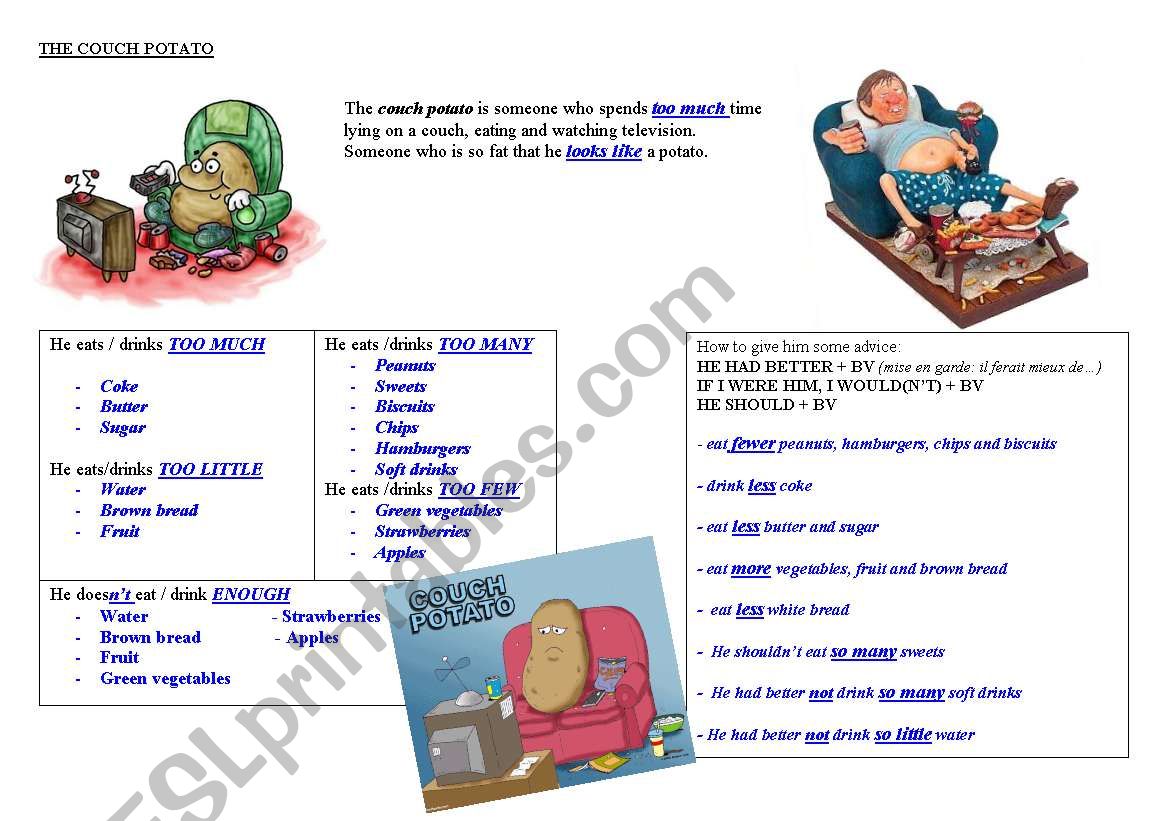 the couch potato - ESL worksheet by dagn