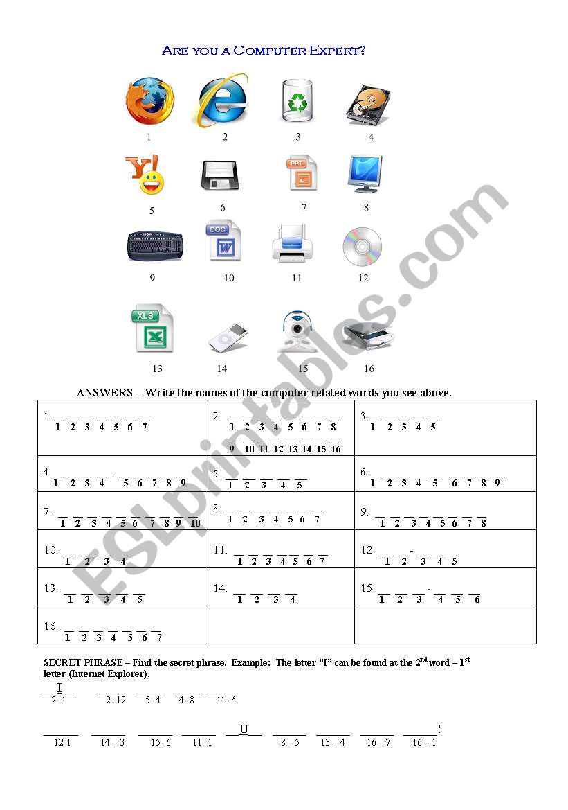 Are you a computer expert? worksheet