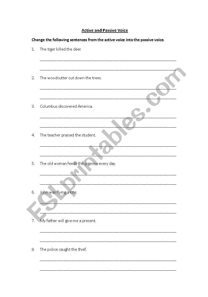 Active and Passive Voice worksheet