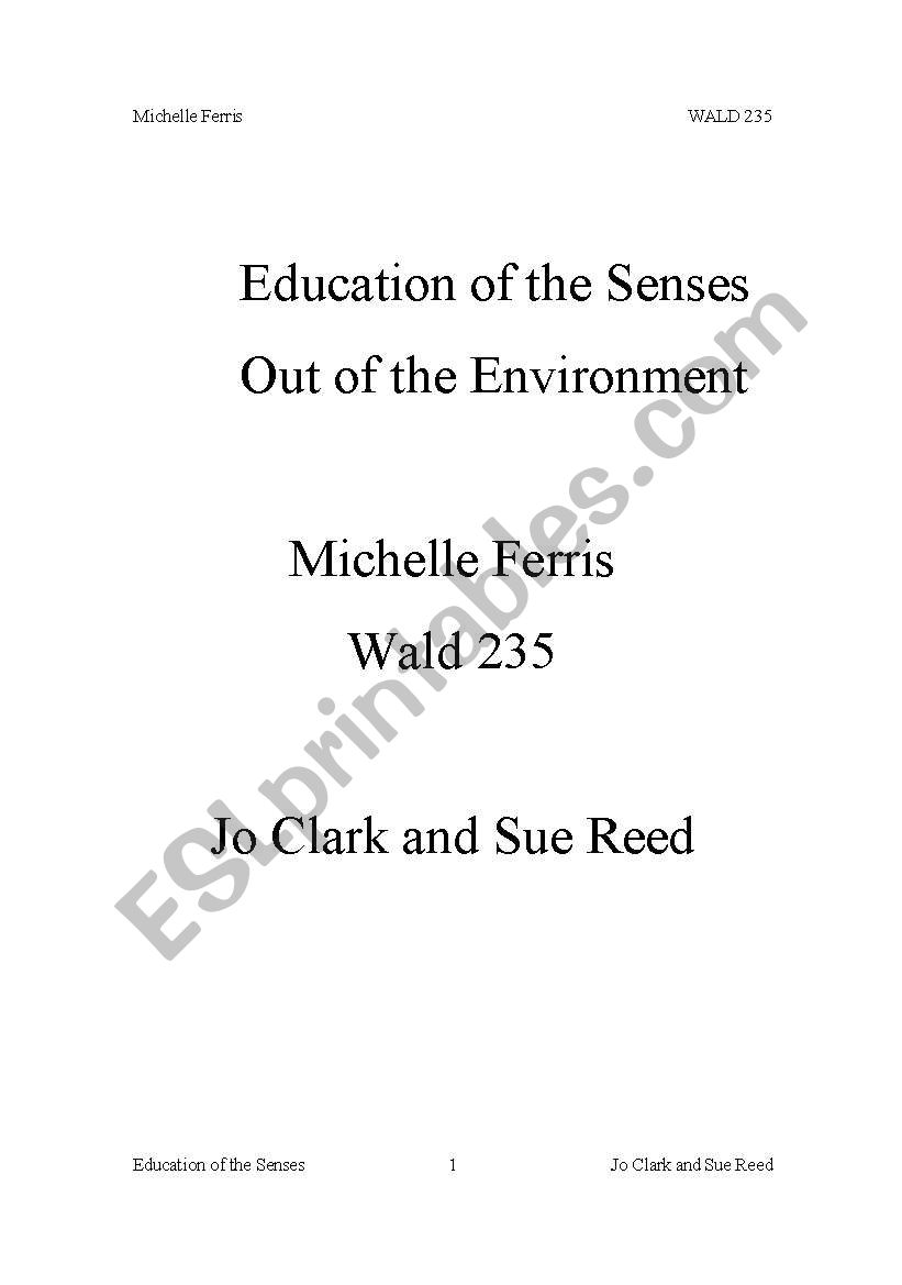 education and the senses worksheet