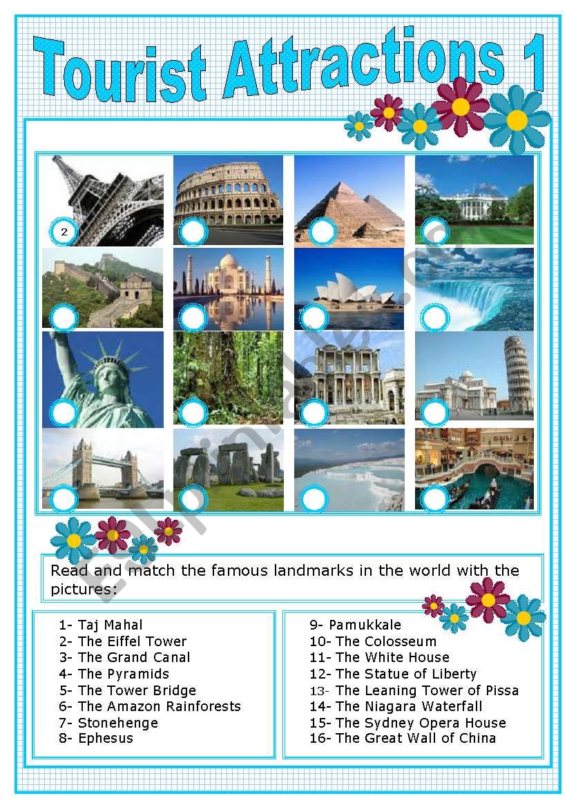 TOURIST ATTRACTIONS 1 ESL Worksheet By Sevim 6